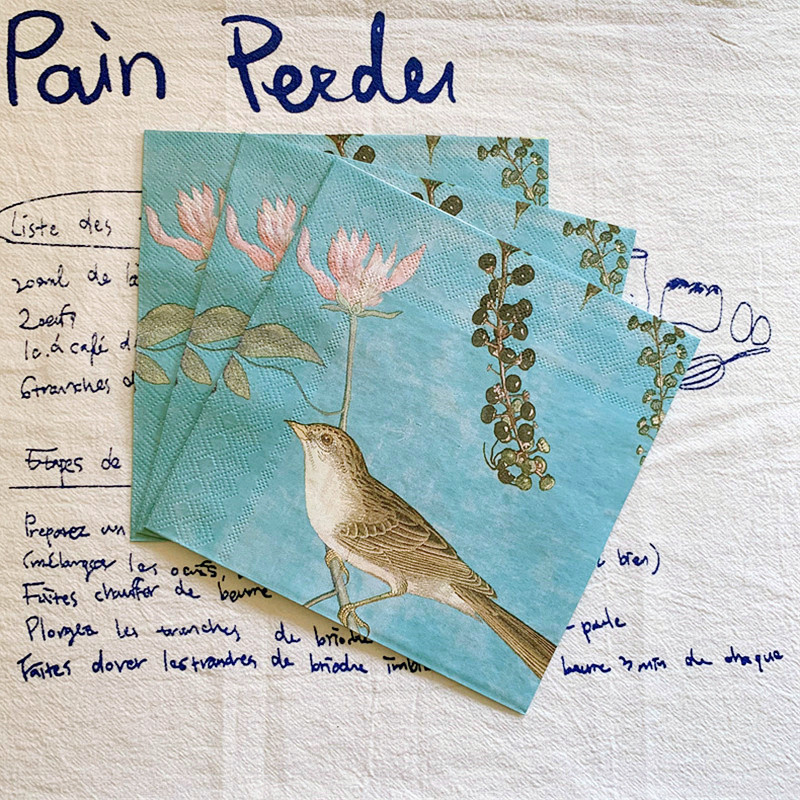 20 gab./maisiņš Vintage putni ziedi dekupāžas papīrs zils salvetes papīra salvetes ballīšu galda piederumiem kāzu festivālam Ziemassvētku piederumi 6