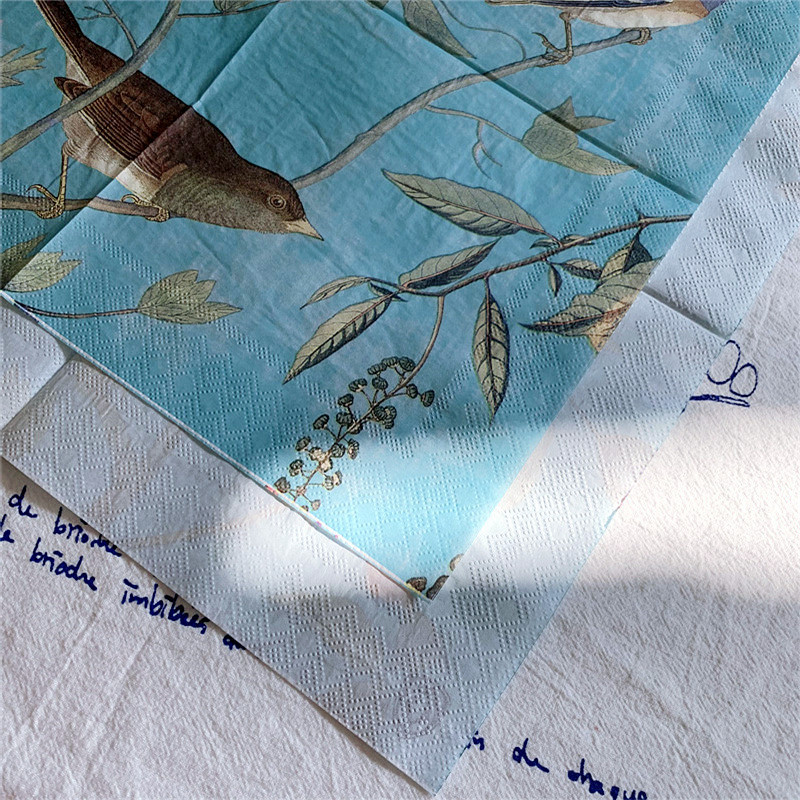 20 gab./maisiņš Vintage putni ziedi dekupāžas papīrs zils salvetes papīra salvetes ballīšu galda piederumiem kāzu festivālam Ziemassvētku piederumi 6