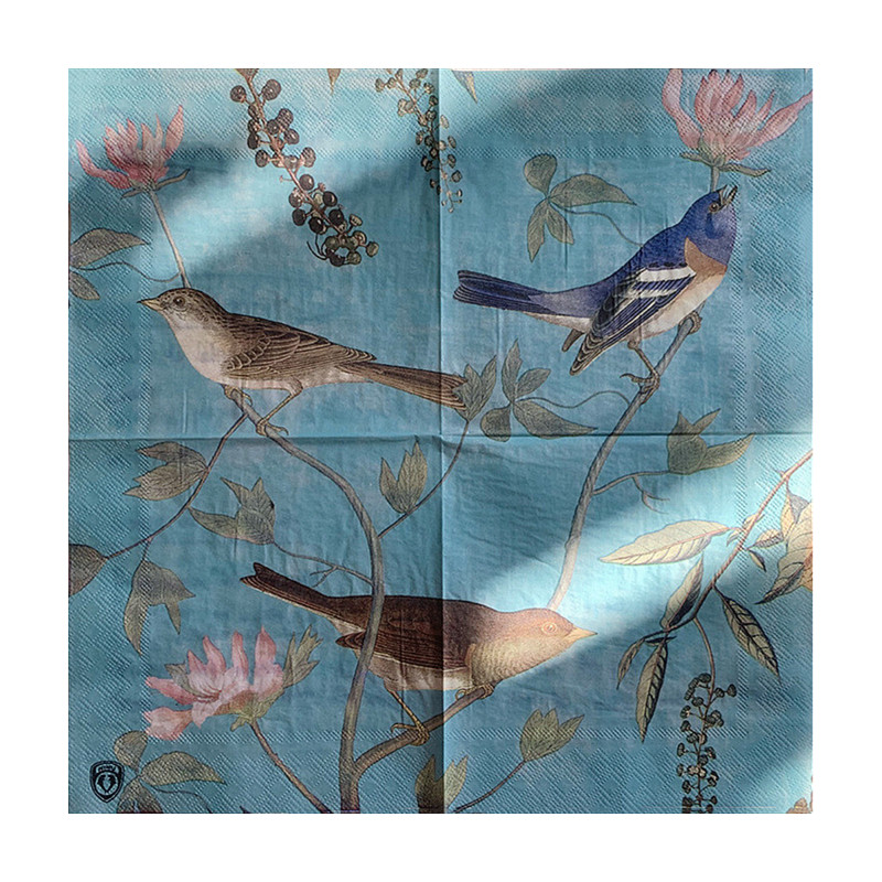 20 gab./maisiņš Vintage putni ziedi dekupāžas papīrs zils salvetes papīra salvetes ballīšu galda piederumiem kāzu festivālam Ziemassvētku piederumi 6