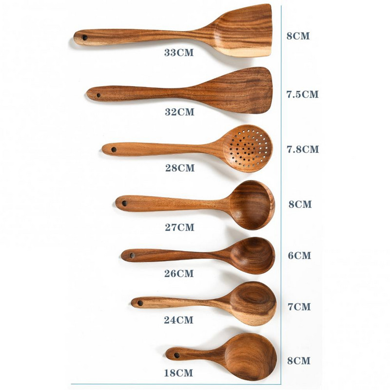 Karote Nepiedegoša tīkkoka koka lāpstiņa Karote Mājsaimniecības virtuves piederumi Virtuves piederumi Virtuves instrumenti