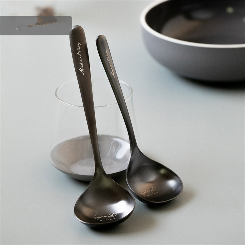 1 gab. Nerūsējošā tērauda karote Daudzfunkcionāla ziemeļvalstu stila zupa ar gariem rokturiem Rīsu caurduris siltumizolācijas virtuves piederumi