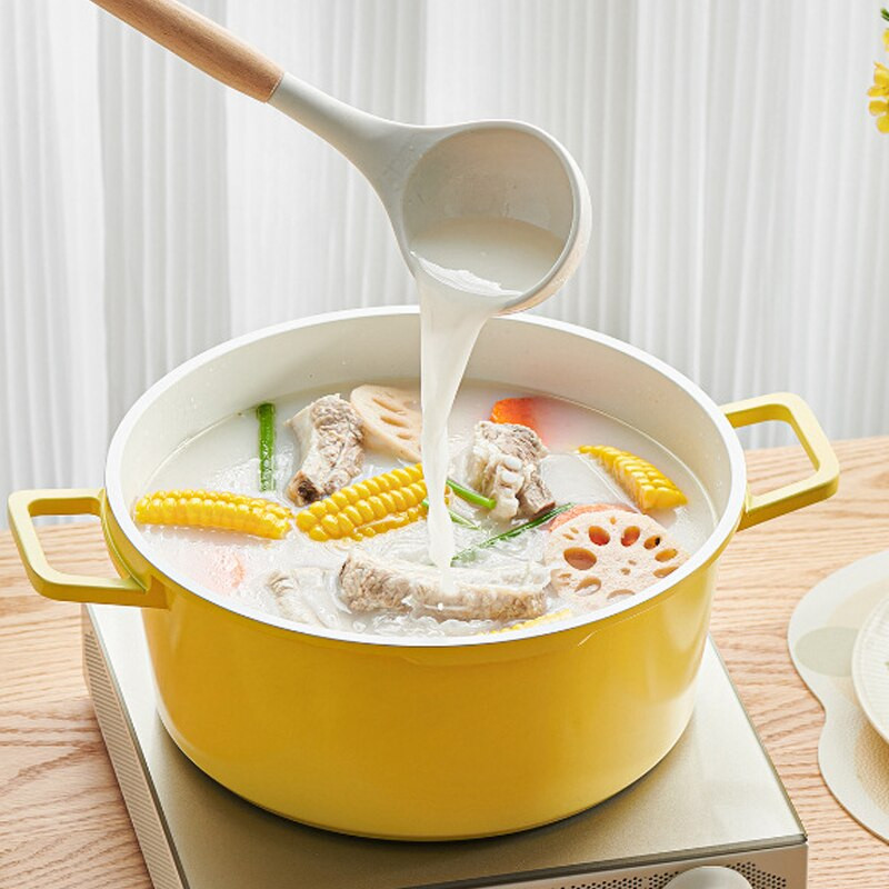 Acasă Oală de tocană binaurală Caserolă de supă Oală emailată din aluminiu turnat sub presiune Oală cu inducție Vase speciale de bucătărie