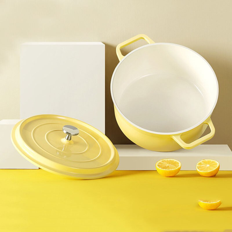 Acasă Oală de tocană binaurală Caserolă de supă Oală emailată din aluminiu turnat sub presiune Oală cu inducție Vase speciale de bucătărie