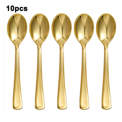 10 tk galvaniseeritud kullast plastist noaga kahvli lusikas sünnipäevapeo ühekordseks kasutamiseks mõeldud noaga kahvli lusikas