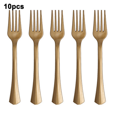 10 tk galvaniseeritud kullast plastist noaga kahvli lusikas sünnipäevapeo ühekordseks kasutamiseks mõeldud noaga kahvli lusikas