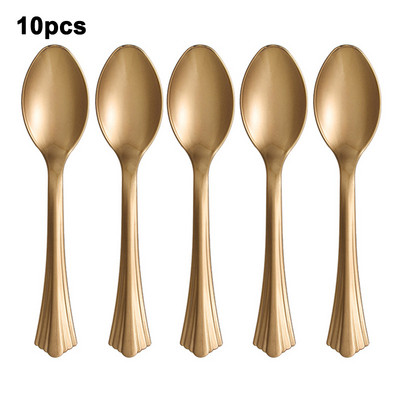 10 tk galvaniseeritud kullast plastist noaga kahvli lusikas sünnipäevapeo ühekordseks kasutamiseks mõeldud noaga kahvli lusikas