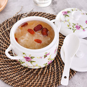 Mazs keramikas sautēšanas katls ar vāku Tvaika zupas bļoda tvaicēšanas kauss mājas virtuvei Olu olu krēms Ārstniecības augi Putnu ligzdas toniks