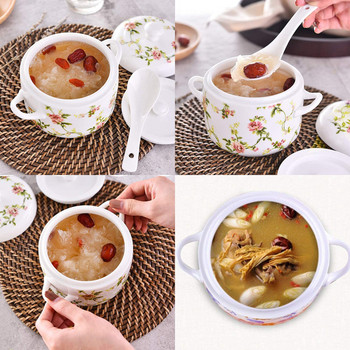 Μικρή κεραμική κατσαρόλα με καπάκι Μπολ για σούπα ατμού Φλιτζάνι ατμού για το σπίτι κουζίνα κρέμα αυγών Medicinal Herbs Bird\'s Nest Tonic