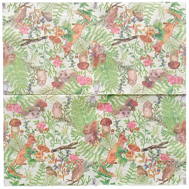 20gab/komplekts Vienreizējās lietošanas salvete Krāsaina dzīvnieku apdrukāta salvete ar ziedu audumiem kāzu dzimšanas dienas galda piederumi pasākuma ballīšu dekorēšanai