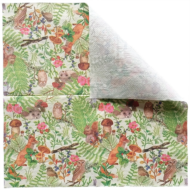 20gab/komplekts Vienreizējās lietošanas salvete Krāsaina dzīvnieku apdrukāta salvete ar ziedu audumiem kāzu dzimšanas dienas galda piederumi pasākuma ballīšu dekorēšanai