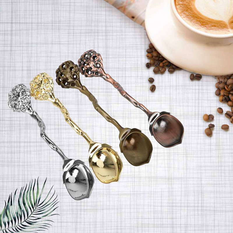 Galda noformējums Galda trauki Karaliskā stila Mājas Virtuve Izgrebta Maza Kafijas Karote Deserta Karote Sakausējums Vintage