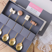 Κουτάλι γλυκού 304 Παγωτό καφέ από ανοξείδωτο ατσάλι Ανακατεύοντας κουτάλια Χαριτωμένο κουταλάκι καρτούν για παιδιά Εργαλείο κουζίνας σερβίτσιο