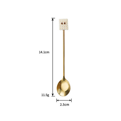 Κουτάλι γλυκού 304 Παγωτό καφέ από ανοξείδωτο ατσάλι Ανακατεύοντας κουτάλια Χαριτωμένο κουταλάκι καρτούν για παιδιά Εργαλείο κουζίνας σερβίτσιο