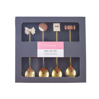 Κουτάλι γλυκού 304 Παγωτό καφέ από ανοξείδωτο ατσάλι Ανακατεύοντας κουτάλια Χαριτωμένο κουταλάκι καρτούν για παιδιά Εργαλείο κουζίνας σερβίτσιο