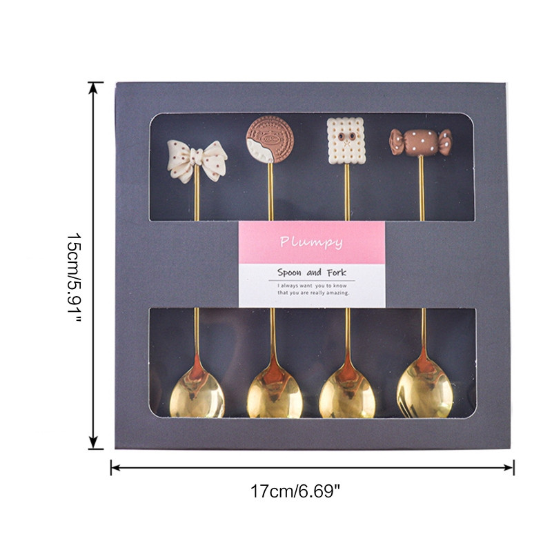 Κουτάλι γλυκού 304 Παγωτό καφέ από ανοξείδωτο ατσάλι Ανακατεύοντας κουτάλια Χαριτωμένο κουταλάκι καρτούν για παιδιά Εργαλείο κουζίνας σερβίτσιο