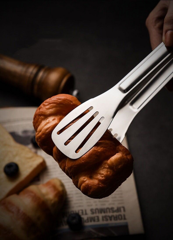 Щипки за храна от неръждаема стомана Кухненски прибори Бюфет Инструмент за готвене Анти-термична скоба за хляб Скоба за сладкиши Щипки за съдове