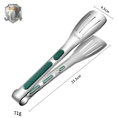 7/9/12 collu 304 nerūsējošā tērauda pārtikas saspraudes BBQ grila steiku pārtikas klips Silikona neslīdošs rokturis Maizes siksnas viesību virtuves piederumi