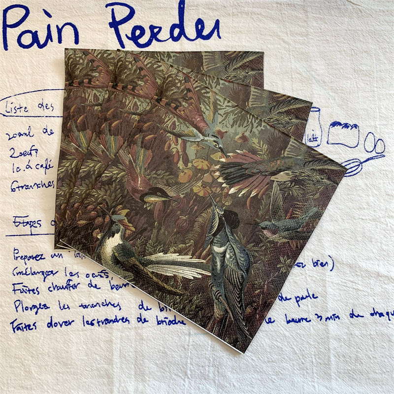 15 gab./maisiņš Vintage Birds Jungle Dekupāžas papīra salvetes Papīra salvetes ballīšu galda piederumiem Kāzu festivāla Ziemassvētku piederumi 3