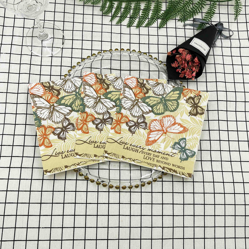 33 см 10/20 бр. Vintage Servilletas Декупаж Хартиени салфетки Направи си сам Занаяти Butterfly Series Tisues Wedding Birthday Party Decor
