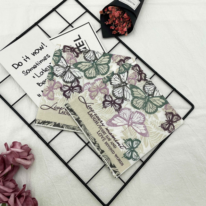 33 см 10/20 бр. Vintage Servilletas Декупаж Хартиени салфетки Направи си сам Занаяти Butterfly Series Tisues Wedding Birthday Party Decor