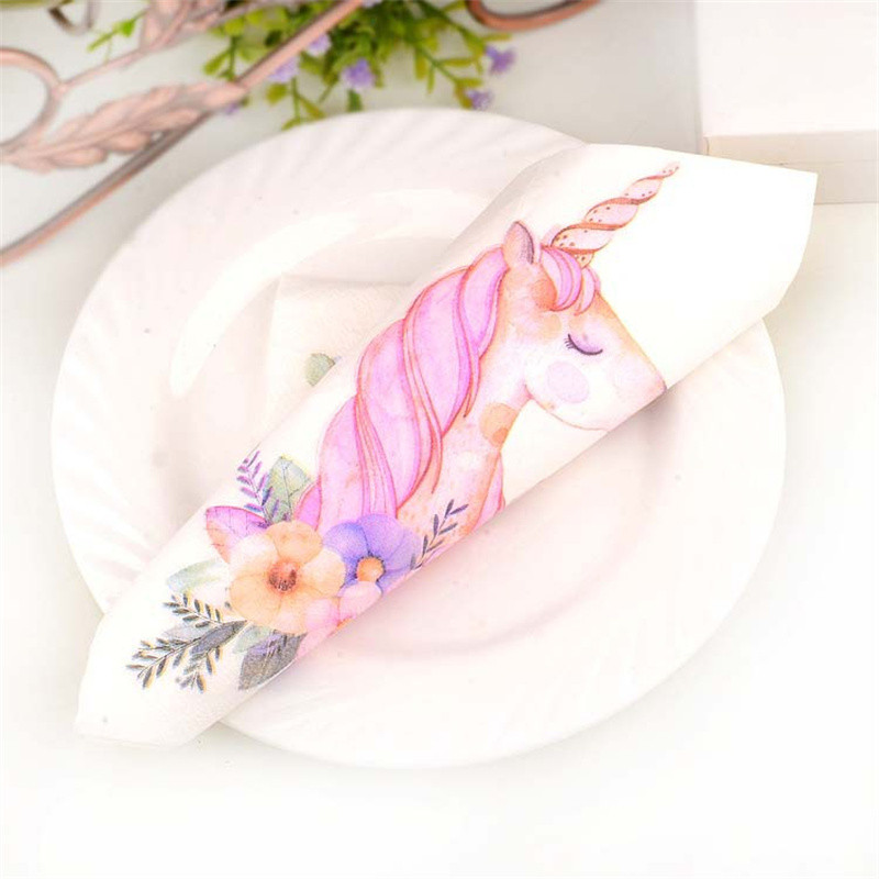 Egyszarvú asztali papír selyem Vintage törölköző virág fólia arany szalvéták elegáns születésnapi esküvői lakberendezés