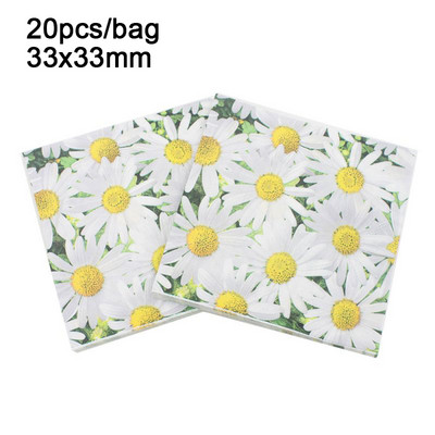 20gab Vintage ziedu papīra salvetes Krāsaini apdrukāti dvieļi galda dekoram Kāzu dzimšanas dienas svinību piederumi Mājas kabatlakatiņi