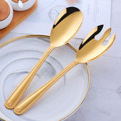 1 gab. Liela salātu pasniegšanas karote, dakša no nerūsējošā tērauda Ēdamkarote Rozā zelta ēdamkarote 12 collu virtuves piederumi