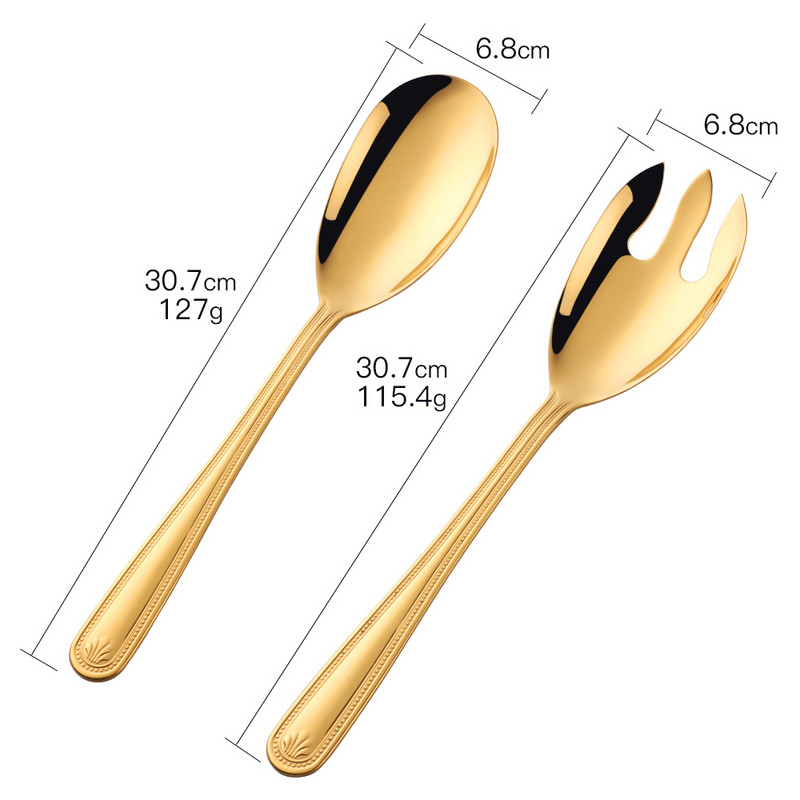 1 gab. Liela salātu pasniegšanas karote, dakša no nerūsējošā tērauda Ēdamkarote Rozā zelta ēdamkarote 12 collu virtuves piederumi