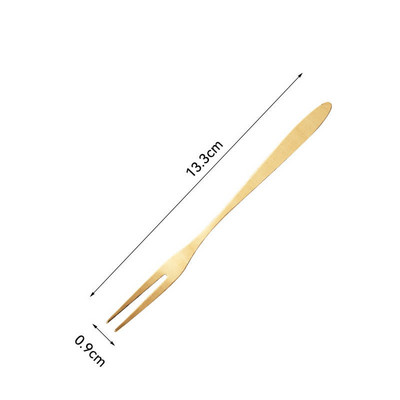 Nerūdijančio plieno dvidantės vaisių šakutės Creative Golden Cake Desertas Vakarų maži indai buities virtuvės priedai