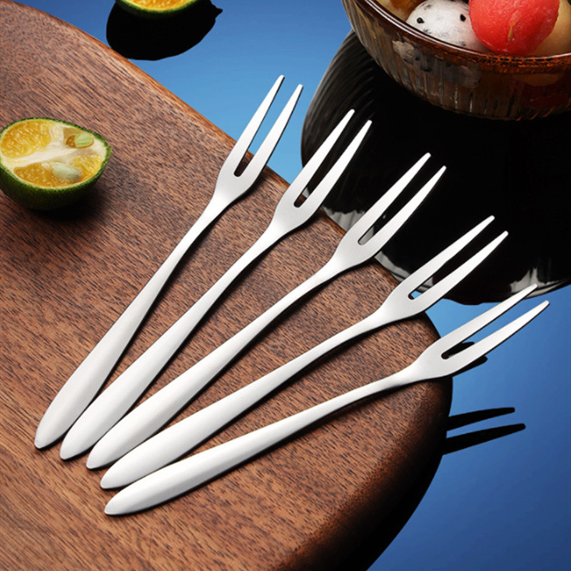 Nerūdijančio plieno dvidantės vaisių šakutės Creative Golden Cake Desertas Vakarų maži indai buities virtuvės priedai