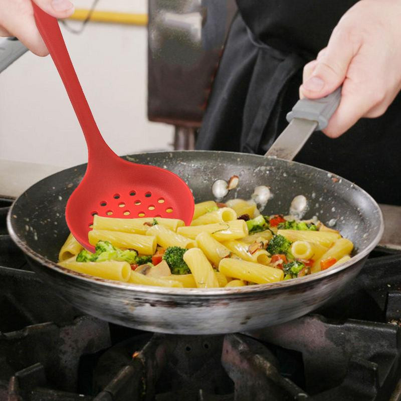 Silikona gatavošanas karote zupas karote virtuves nelipīga lielas pārtikas karotes zupas filtrs sietiņš karote virtuves gatavošanas piederumi