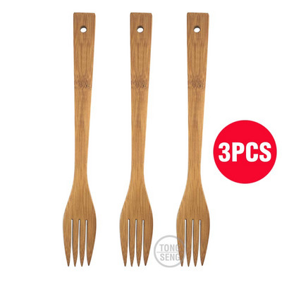 Bambuko virtuvės įrankis Bambuko indai Maisto šakutė plokščia rankena