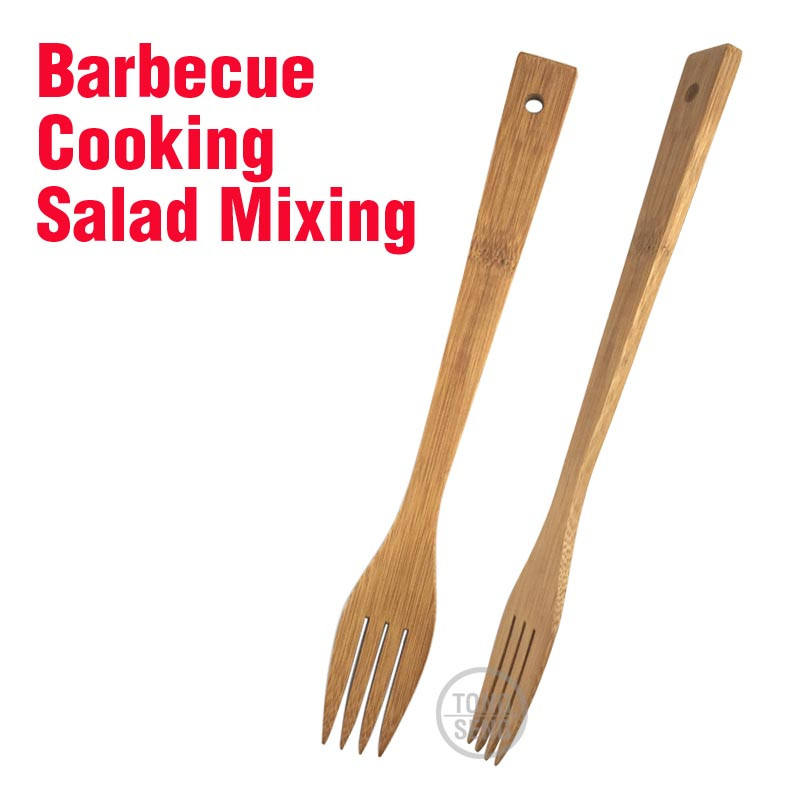 Bambuko virtuvės įrankis Bambuko indai Maisto šakutė plokščia rankena