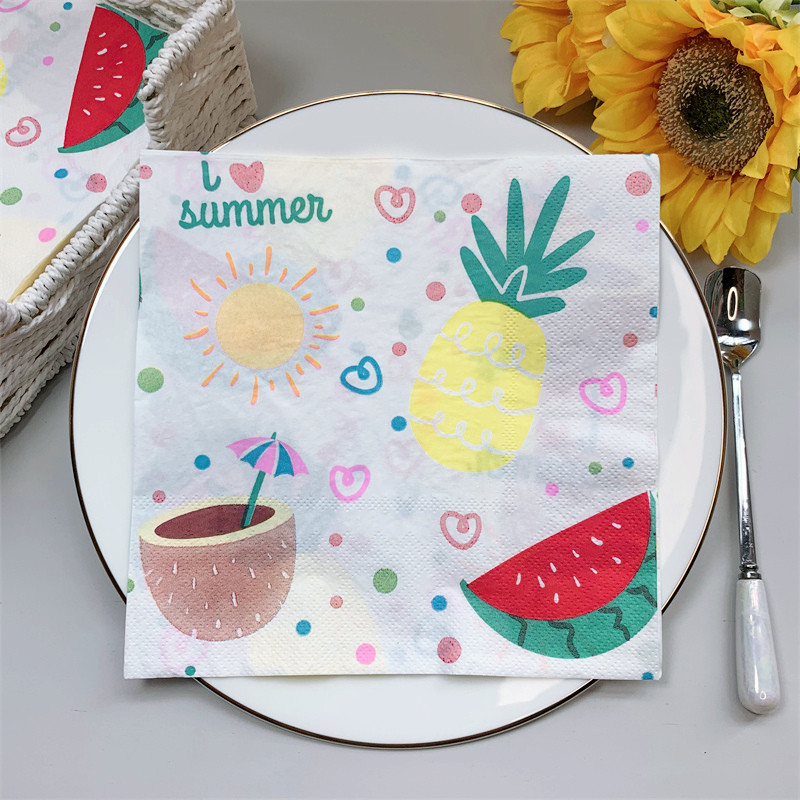 20Gb/Iepakojumā Ananāsu Augļi Saldējuma Galds Dekupāžas Papīra Salvetes Vasaras tēmai Jauki salvešu papīra salvetes mājas ballīšu dekorēšanai