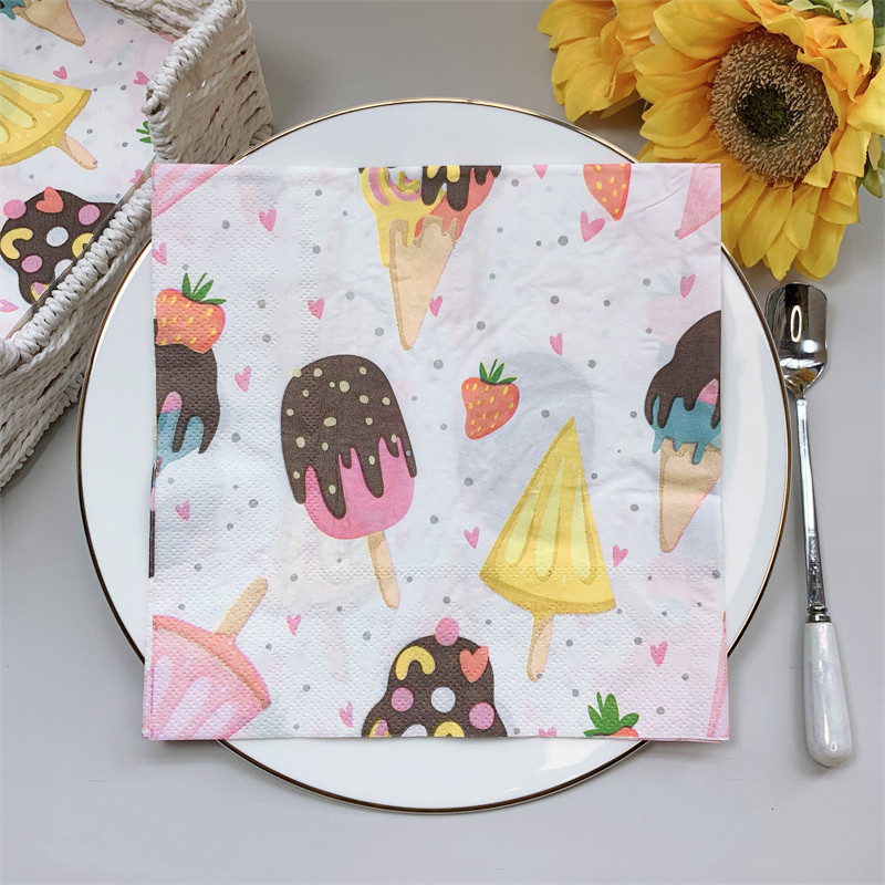 20Gb/Iepakojumā Ananāsu Augļi Saldējuma Galds Dekupāžas Papīra Salvetes Vasaras tēmai Jauki salvešu papīra salvetes mājas ballīšu dekorēšanai