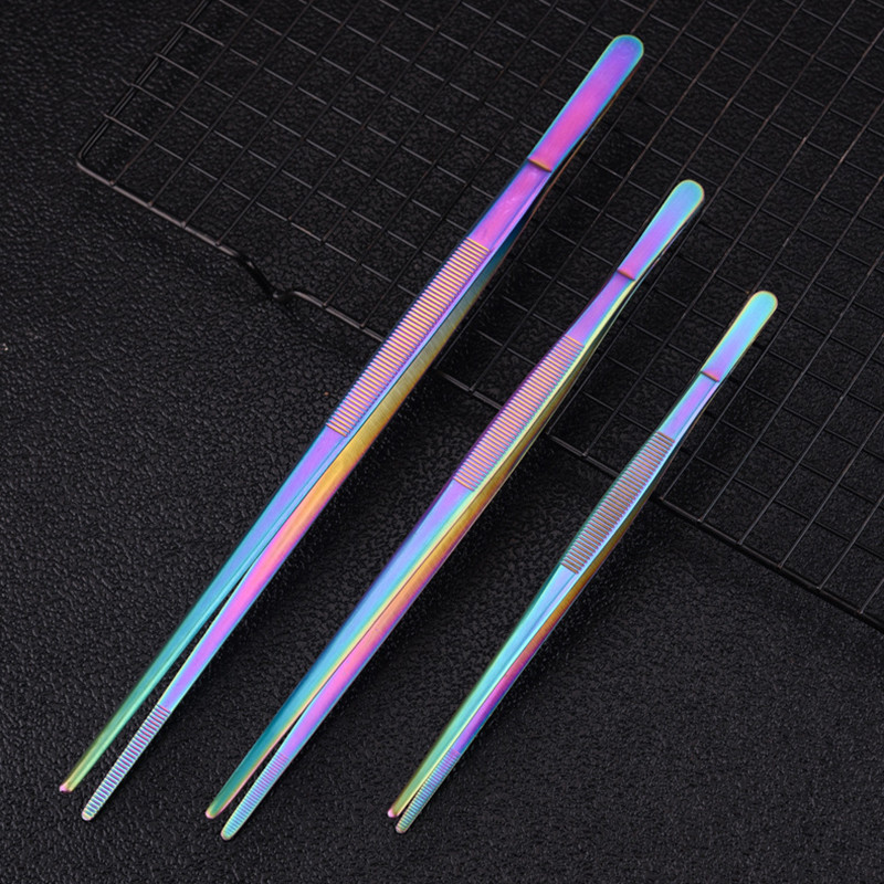 Цветни 8/12-инчови кухненски щипки, щипки за кулинарна прецизност от неръждаема стомана с щипки за готвене за барбекю, стилизиране на храна и декорация за печене