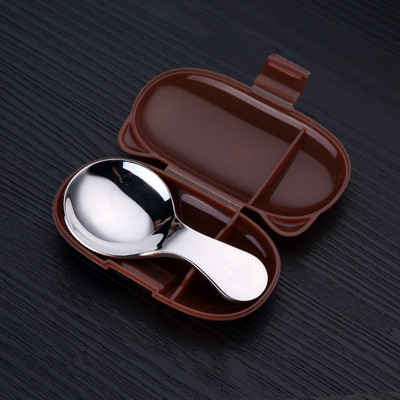 Nerūsējošā tērauda zupas kauss ar īsu rokturi Daudzfunkcionāli pārnēsājami galda piederumi Karotes Desertu Mini virtuves galda piederumi bērniem