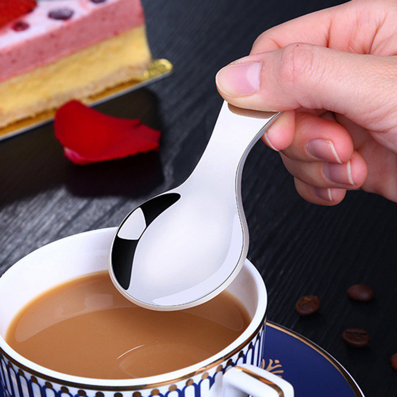 Nerūsējošā tērauda zupas kauss ar īsu rokturi Daudzfunkcionāli pārnēsājami galda piederumi Karotes Desertu Mini virtuves galda piederumi bērniem