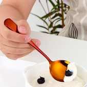 Sabiezināta nerūsējošā tērauda apaļa karote korejiešu stila radoša zupas karotes Daudzfunkcionāla daudzkrāsaina deserta karote virtuves rīki