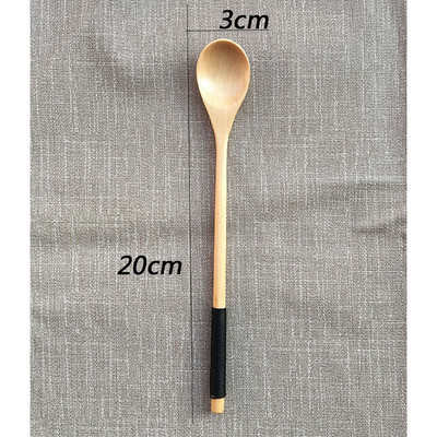 5gab japāņu stila gara roktura koka karote, tējas deserta karotes ēšanai, maisīšana, gatavošana, virtuves piederumi virtuves piederumi