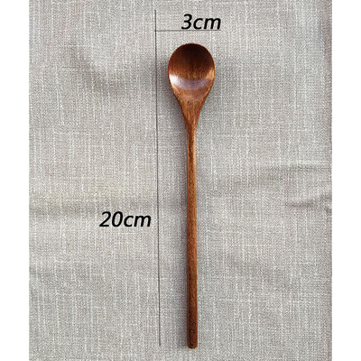 5gab japāņu stila gara roktura koka karote, tējas deserta karotes ēšanai, maisīšana, gatavošana, virtuves piederumi virtuves piederumi