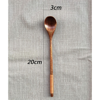 5gab japāņu stila gara roktura koka karote, tējas deserta karotes ēšanai, maisīšana, gatavošana, virtuves piederumi virtuves piederumi