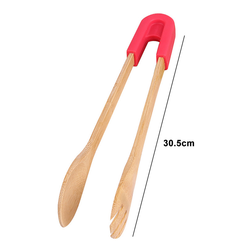 Jaunas virtuves silikona bambusa knaibles BBQ grilēšanas spailes spailes salātu maizes knaibles videi draudzīgi virtuves piederumi virtuves piederumi