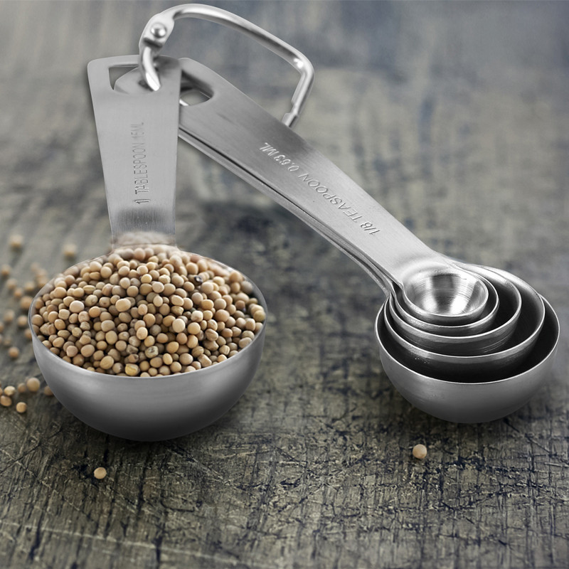 Linguriță de măsurat din oțel inoxidabil, linguriță, cafea, ceai, prăjitură, praf, mâner pentru copt, tacâmuri durabile, lingură, accesorii pentru unelte de bucătărie, 6 buc.