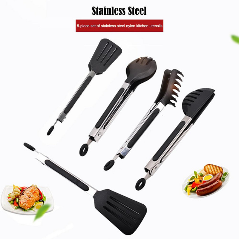 Nerūsējošā tērauda silikona virtuves knaibles BBQ Clip salātu gatavošanas rīks Ēdienu pasniegšanas knaibles Pinzas Clip virtuves iekārtu daļas