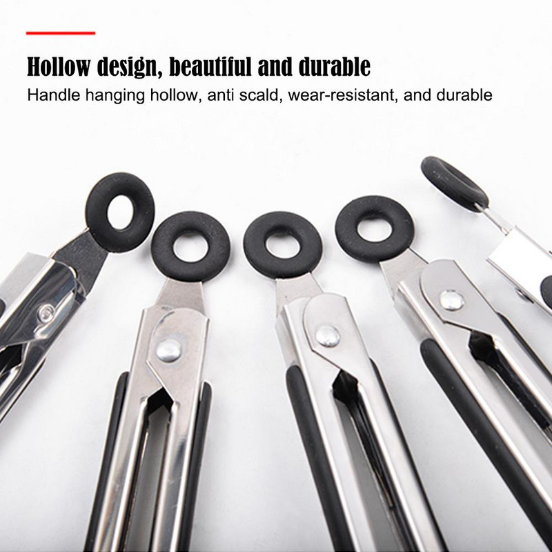 Nerūsējošā tērauda silikona virtuves knaibles BBQ Clip salātu gatavošanas rīks Ēdienu pasniegšanas knaibles Pinzas Clip virtuves iekārtu daļas