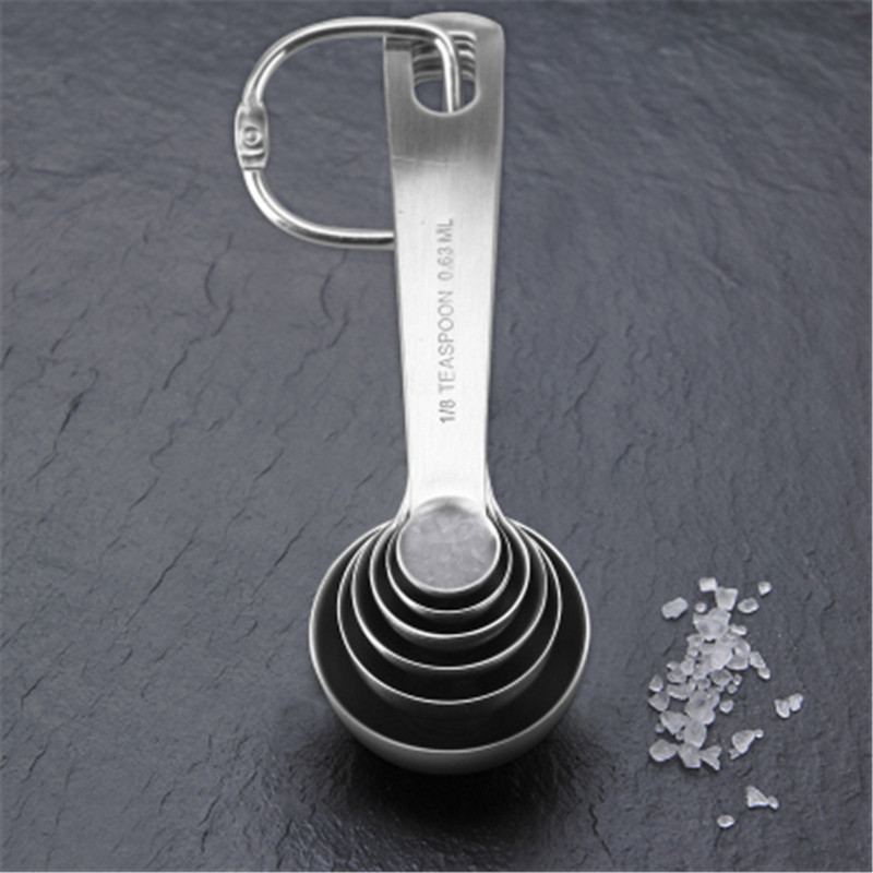 Nerūsējošā tērauda mērkarote kafijas tējas kūkas pulveris cepšanas rokturis Izturīgi galda piederumi karote virtuves instrumentu piederumi 6 gab.