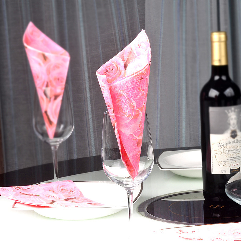 Vintage Decoupage papírszalvéta rózsaszín piros lila rózsa papírzsebkendő virág esküvői party virágos törölköző Guardanapo szalvéta vacsora dekoráció