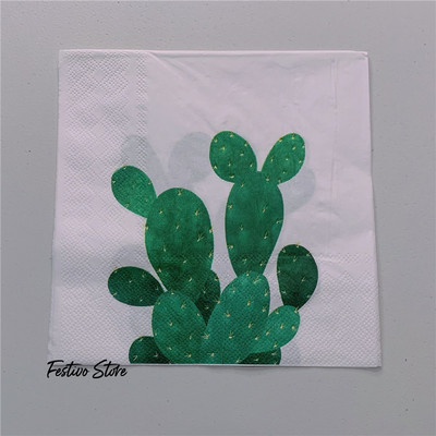 33 см 20 бр./лот Растителна тема Кактус Салфетки в мексикански стил Хартиени декупаж Servilletas Vintages Кърпички за маса Парти Начало Декор