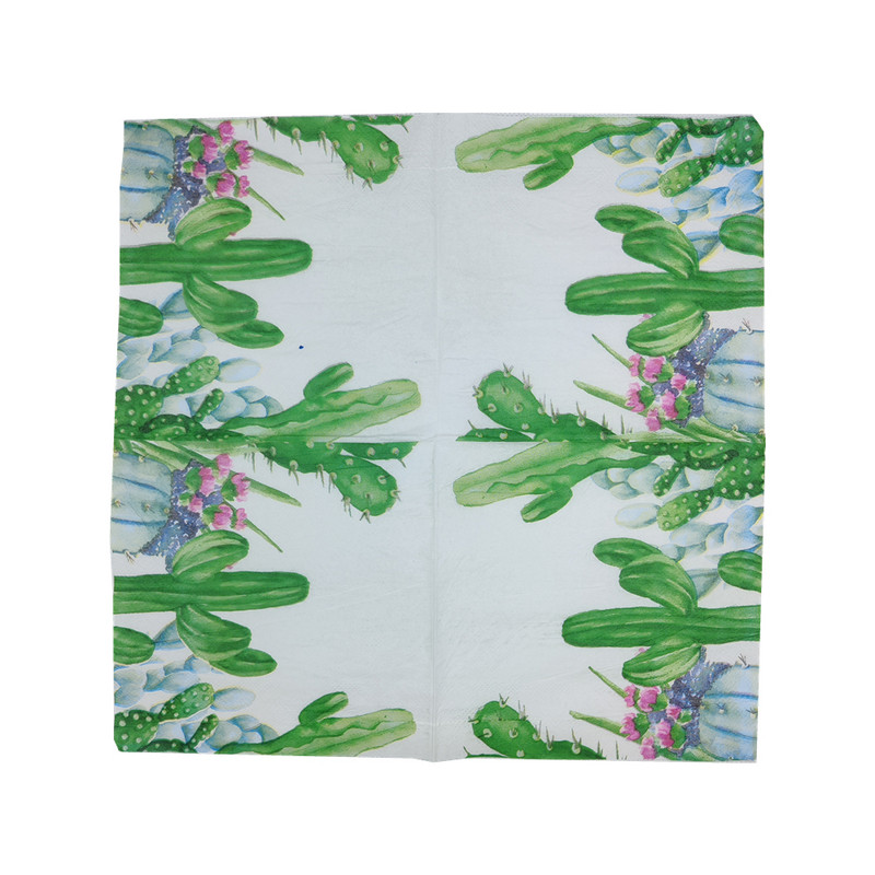 33 см 20 бр./лот Растителна тема Кактус Салфетки в мексикански стил Хартиени декупаж Servilletas Vintages Кърпички за маса Парти Начало Декор